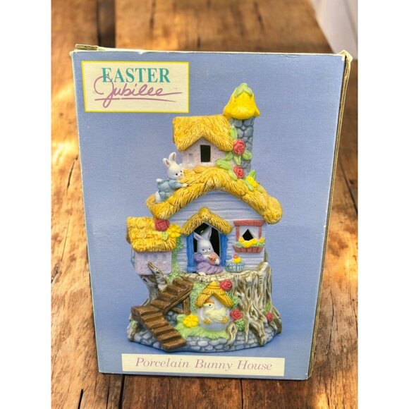 Vintage Easter Jubilee Lighted Easter Bunny Village House - Picture 10 of 10